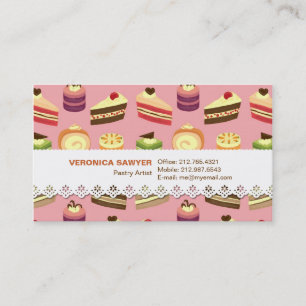 Cute Colorful Tea Cakes Illustratiepatroon Visitekaartje