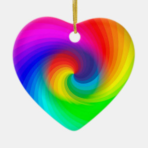 Cute Colorful Tie Dye Rainbow Swirl Art Patroon Keramisch Ornament