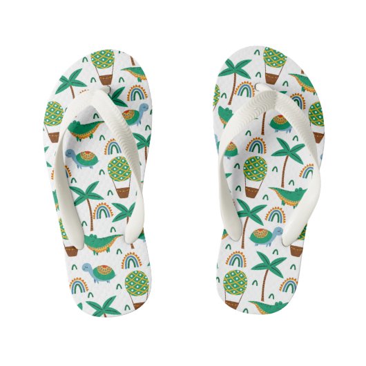 Cute Colorful Turtle Alligator Rainbow Patroon Kinder Teenslippers (Voetbed)