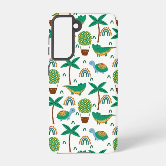 Cute Colorful Turtle Alligator Rainbow Patroon Samsung Galaxy Hoesje (Achterkant)