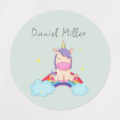 Cute Colorful Unicorn Custom Name Labels (Design 1)
