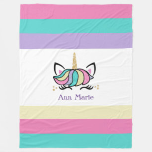 Cute Colorful Unicorn Fleece Blanket