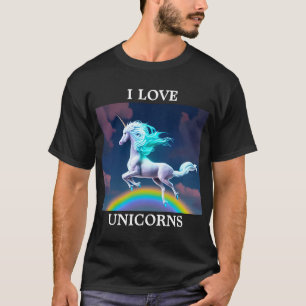 Cute Colorful Unicorn T Shirt voor volwassenen