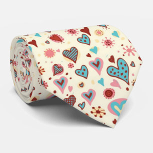 Cute Colorful Valentijns Hearts Pattern Stropdas