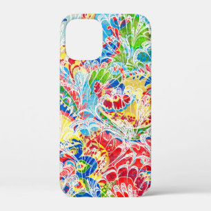 Cute colorful vintage floral iPhone 12 mini hoesje