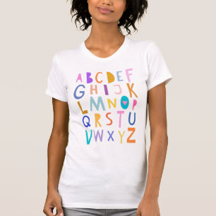 Cute Colorful Wacket Alphabet Learning ABC Letters T-shirt