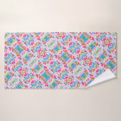 Cute colorful watercolor flowers pattern badhanddoek (Badhanddoek)