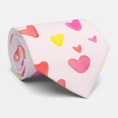 Cute Colorful Watercolor Hearts Pattern   Stropdas (Opgerold)