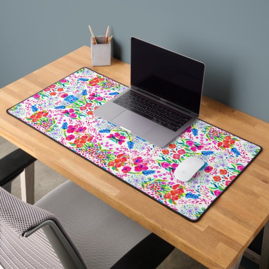 Cute colorful waterverf bloemen patroon bureaumat (Kantoor 2)