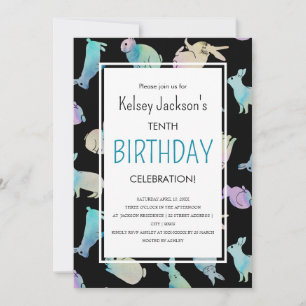 Cute Colorful Waterverf Bunny Rabbit Sjabloon Kaart