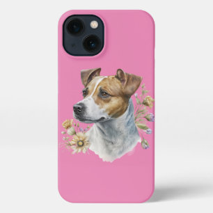 Cute Colorful Waterverf Floral Jack Russell Dog iPhone 13 Hoesje