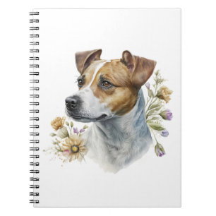 Cute Colorful Waterverf Floral Jack Russell Dog Notitieboek