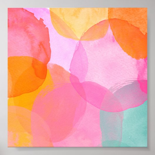 Cute Colorful Whimsical Abstracte Waterverf Art Poster (Voorkant)