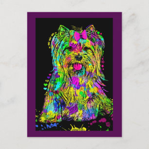 Cute Colorful Yorkshire Terrier Yorkie Dog Briefkaart