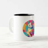 cute colorfull cat design tweekleurige koffiemok (Voorkant links)