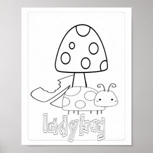 Cute Coloring Bugs Lady Bug Poster