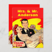 Cute comic bruiloft koppel dank u Briefkaart (Voorkant / Achterkant)