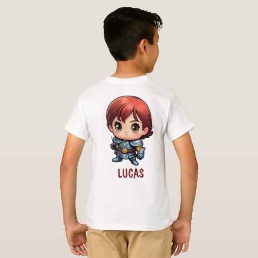 Cute Comic Kid Knight Character Custom T-Shirt (Dos entier)