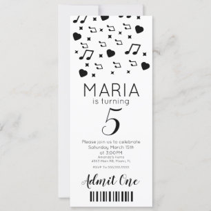 Cute Concert Music Ticket Style Kaart