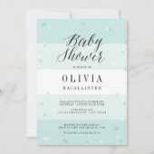 Cute Confetti Aqua Stripes Boy Baby shower nodigt Kaart (Voorkant)