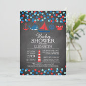 Cute Confetti Nautical Boys Baby shower Invitation (Debout devant)