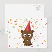 Cute Confetti Party Beaver Briefkaart (Voorkant / Achterkant)