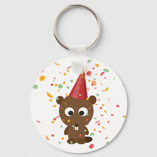 Cute Confetti Party Beaver Sleutelhanger (Voorkant)