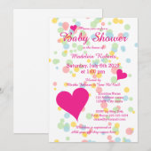 Cute confetti point bébé invitations de douche fil (Devant / Derrière)