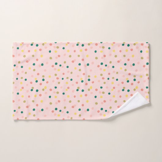 Cute Confetti Polka Dots Pattern Blush Green Bad Handdoek (Handdoek)