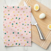 Cute Confetti Polka Dots Pattern Blush Green Theedoek (Quarter Fold)