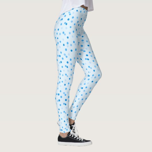 Cute Confetti Polka Dots Pattern in Blue Leggings (Rechts)