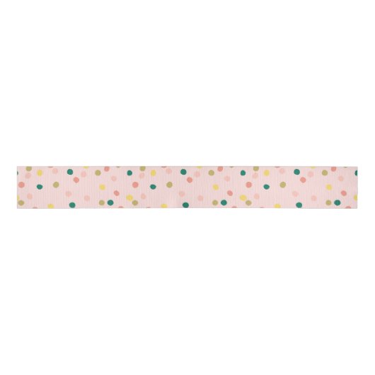 Cute Confetti Polka Dots Pattern roze Green Grosgrain Lint (Voorkant)