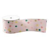 Cute Confetti Polka Dots Pattern roze Green Grosgrain Lint (Spoel)