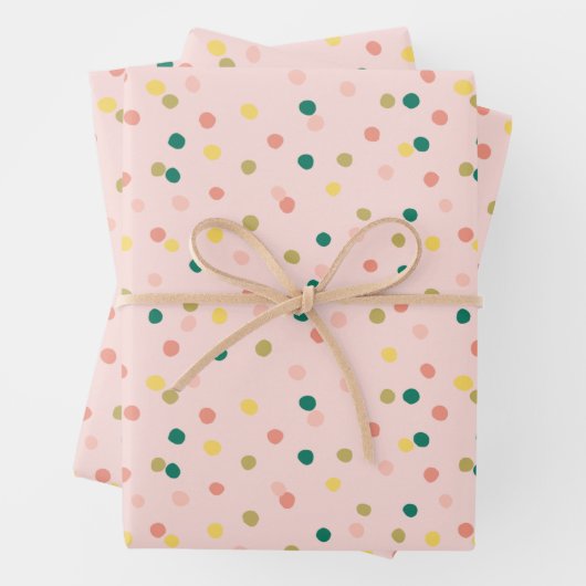 Cute Confetti Polka Dots Pattern roze Green Inpakpapier Vel (In situ)