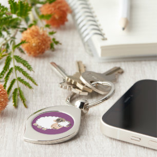 Cute Confident Cartoon Ram Metal Sleutelhanger