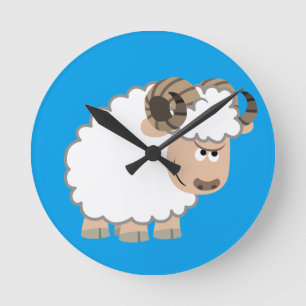 Cute Confident Cartoon Ram Ronde Klok