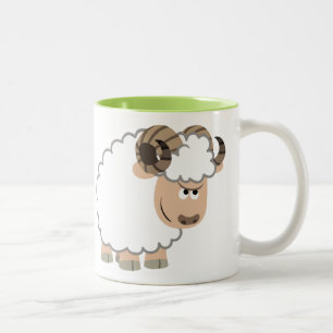 Cute Confident Cartoon Ram Tweekleurige Koffiemok