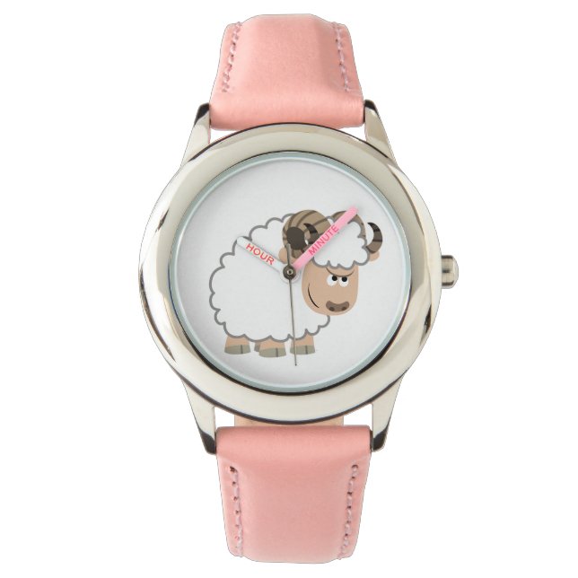 Cute Confident Cartoon Ram Watch Horloge (Voorkant)