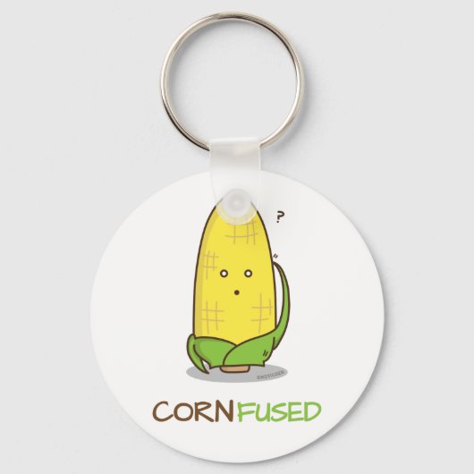 Cute Confused Corn Funny Pun Sleutelhanger (Voorkant)