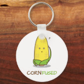 Cute Confused Corn Funny Pun Sleutelhanger (Voorkant)