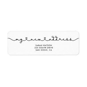 Cute connect hartfont Mijn nieuwe adres Etiket