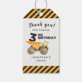 Cute Construction Birthday Boy Party 3th Years Cadeaulabel (Voorkant)