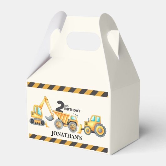 Cute Construction Birthday Party 2nd Years Bedankdoosjes (Voorkant Zijde)