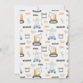 Cute Construction Crane Boy's Baby shower Invite Bedankkaart (Achterkant)
