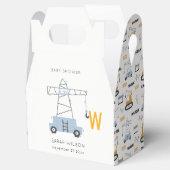 Cute Construction Crane Boy's Urban Baby shower Bedankdoosjes (Geopend)