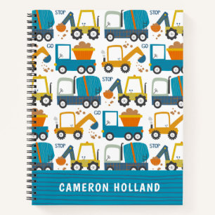 Cute Construction Diggers Personalized Notitieboek