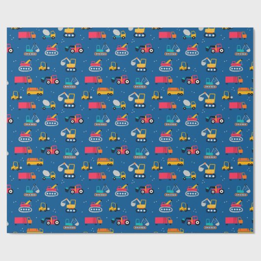 Cute Construction Movers Pattern Cadeaupapier (Vlak)
