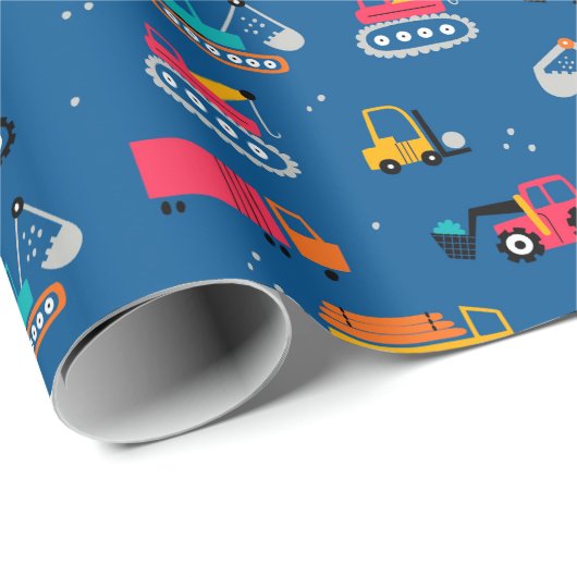 Cute Construction Movers Pattern Cadeaupapier (Rol Hoek)