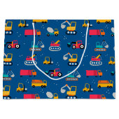 Cute Construction Movers Pattern Groot Cadeauzakje (Voorkant)