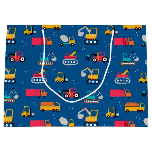 Cute Construction Movers Pattern Groot Cadeauzakje (Voorkant)
